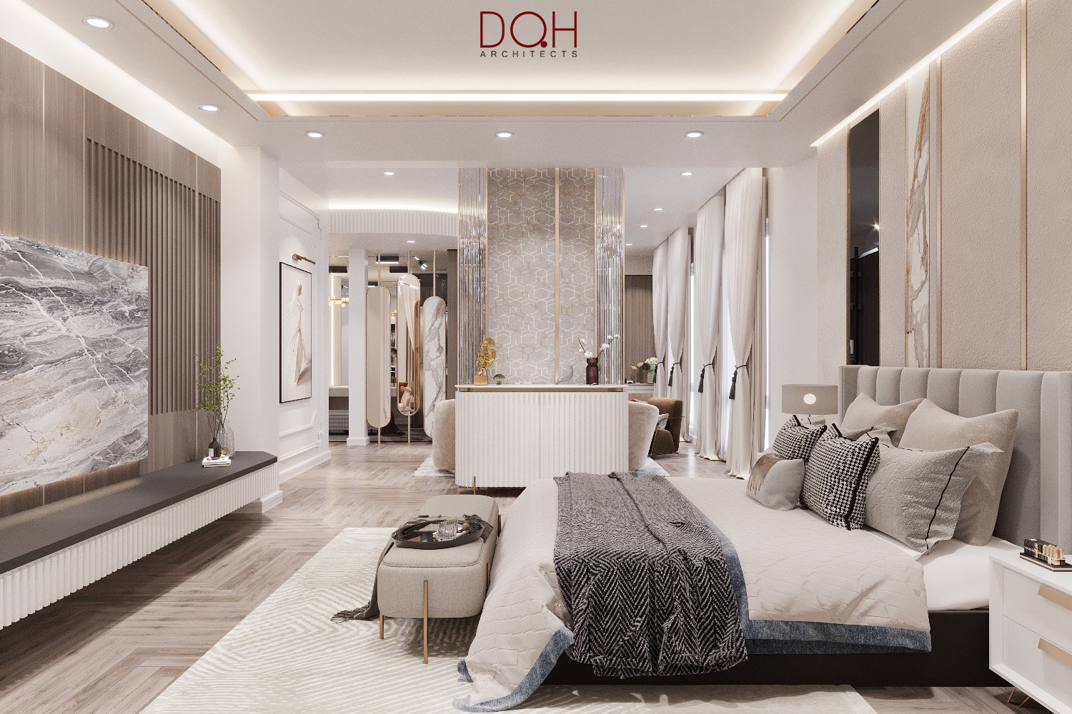 thiết kế phòng ngủ master – dự án Villa Luxury (2)