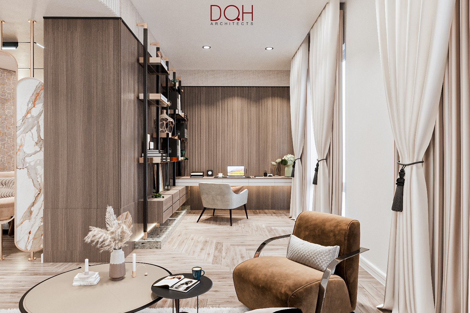thiết kế phòng ngủ master – dự án Villa Luxury (4)